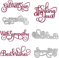 4PCS Alphabets Die for Card Making DIY Scrapbooking Get Well Soon,With Sympathy,