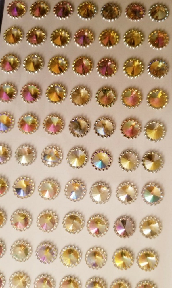 CraftbuddyUS CB111 – 112 pcs x 10 mm Aurora Borealis Beaded Gems, Color – Gold