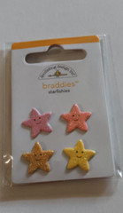 Crafts Doodlebug Brads Braddies Starfishies Starfish X 4 Pink Orange Glitter