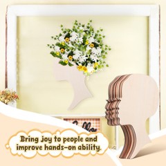 12PCS Head Silhouette Wooden Cutout African Woman Face Cutout Door Wall Hanging