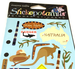 Stickopotamus Binder Stickers Australia Travel Vaca Kangaroo Down Under Flag NEW