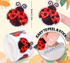 40 PCs ~1×1.2 Inch Laser Holographic Ladybug Waterproof Stickers Spring Summer
