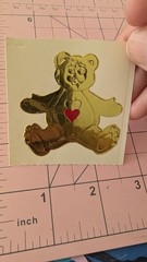 Vintage Stickers Illuminations Teddy Bear Gold Foil Embossed Sticker READ