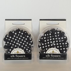Lot Fabric Silk Flowers Black Teal Lilac Polka Dot & Buttons Pack Crafting NEW
