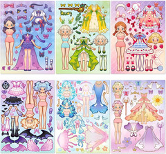 18 Princess Dress-Up Stickers for Kids Party Favors and Art Craft (Green)