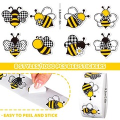 1000Pcs Bee Stickers for Kids Summer Plaid Bumble Bee Stickers World Bee Day …