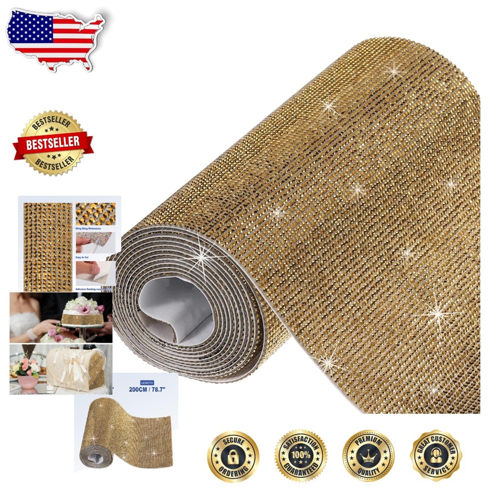 Gold Rhinestone Sheet 81000 Gems Self-Adhesive DIY Car Phone Craft Decor