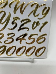 NOS Sticko Alphanumeric Stickers Brush Stroke Gold Script Metallic 82 Pieces
