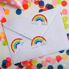 1000 Sticker Seals 2 Rolls Rainbow 🌈 Metallic Foil Laser Holographic Cloud 1.2”