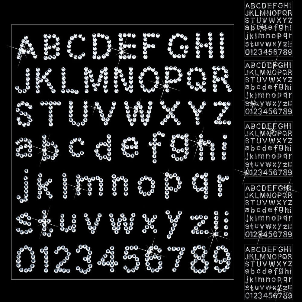 6 SHEETS GLITTER RHINESTONE LETTER STICKERS A-Z CRYSTAL GEMSTONE DIY CRAFT SET