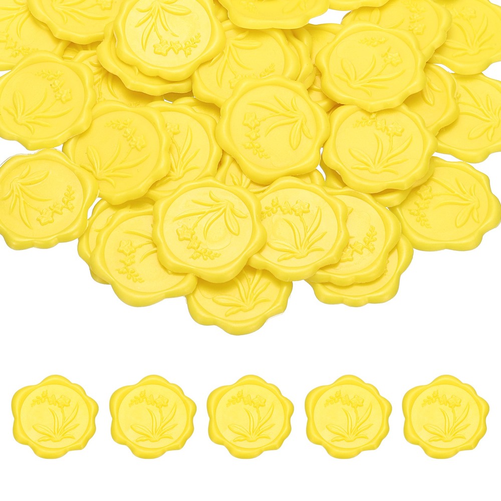 Wax Seal Stickers, 25 Pcs Self-Adhesive Envelope Seal Stickers, Bright Yellow