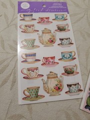 3 Vtg Gifted Line The Kirshner Sticker Sheet Victorian Dress Flower Tea Cups 92