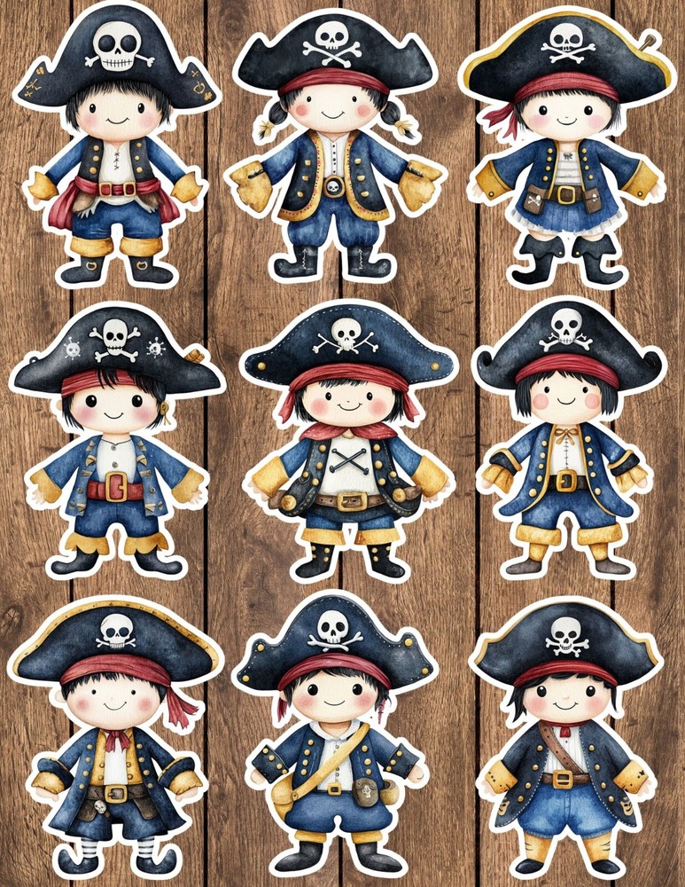 Little Pirate Boy Die Cut Vinyl Stickers Set Scrapbooking Laptop Waterbottle
