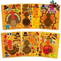Make a 24PCS Thanksgiving Stickers for Kids Turkey Face Sticker Turkey Stickers