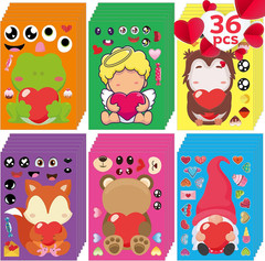 Valentines Stickers for Kids 36 Sheets Make Your Own Face Stickers DIY Valentine