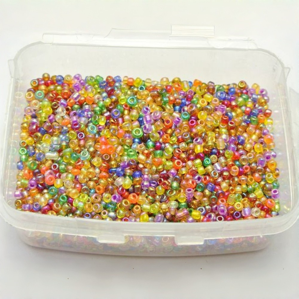 4000 Mixed Luster AB Color Glass Beads 2mm Transparent + Storage Box