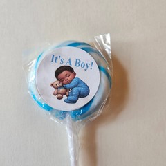 30 It’s A Boy Lollipop Envelope Seals 1.5″ African American Baby Labels