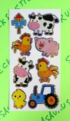 On The Farm Animals Style 3 Prismatic Sticker Mod Tractor Chickens Cows