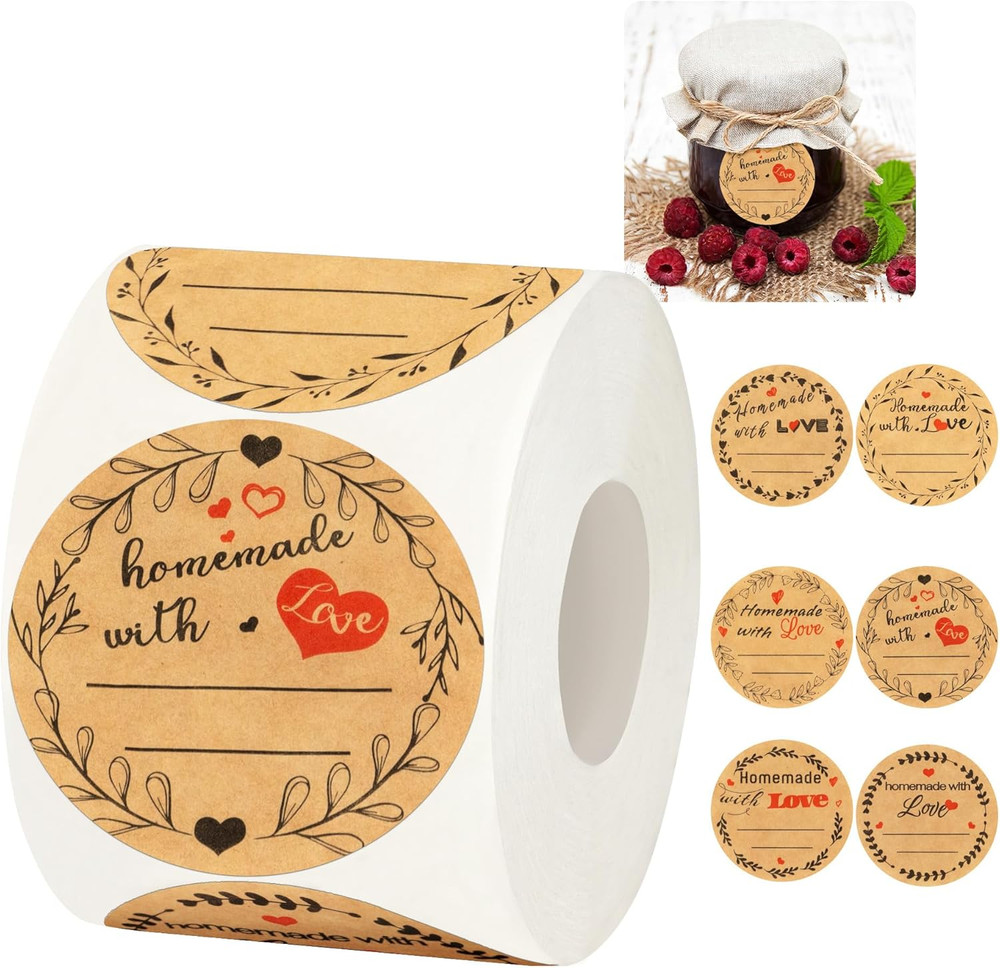 Jam and Jelly Jar Canning Labels for Mason Jars and More(2″ round 500/Roll) with