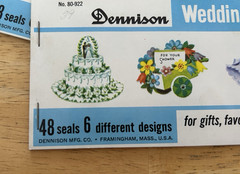 VINTAGE DENNISON SHOWER & WEDDING SEALS UNUSED 6 DIFF DESIGNS 3 books 144 TOTAL