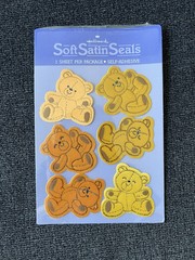 Vintage Hallmark Soft Satin Seals Teddy Bear Stickers 2 Colors 1981