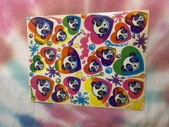 Vintage Lisa Frank Sticker Sheet S162 Panda Painter Hearts