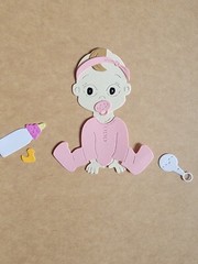 Cute Baby Girl With Binky, Rattle & Toys cardstock Diecuts scrapbook & Cards
