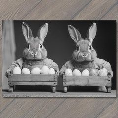STICKER Easter Bunnies Basket Eggs Old-Fashioned Farmhouse Rustic Rabbit