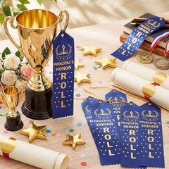 50 PCS Principal Honor Roll Award Ribbons 8 x 2 Inches Achievement Rope