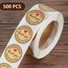 500PCS Hand Made with Love Stickers,1.5 Inch Large round Thank You Baking Sticke