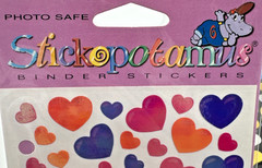 Stickopotamus 2 Packages Stickers Opal & Golden Silver Heart Binder Stickers NOS