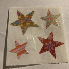 Vintage 1990 Sandylion pearly shiny iridescent holiday pattern star stickers