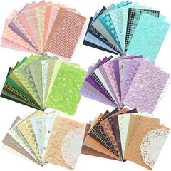 102 Unique Textured Scrapbook Papers & Mesh Fabric Sheets(17 Designs × 6 Colors