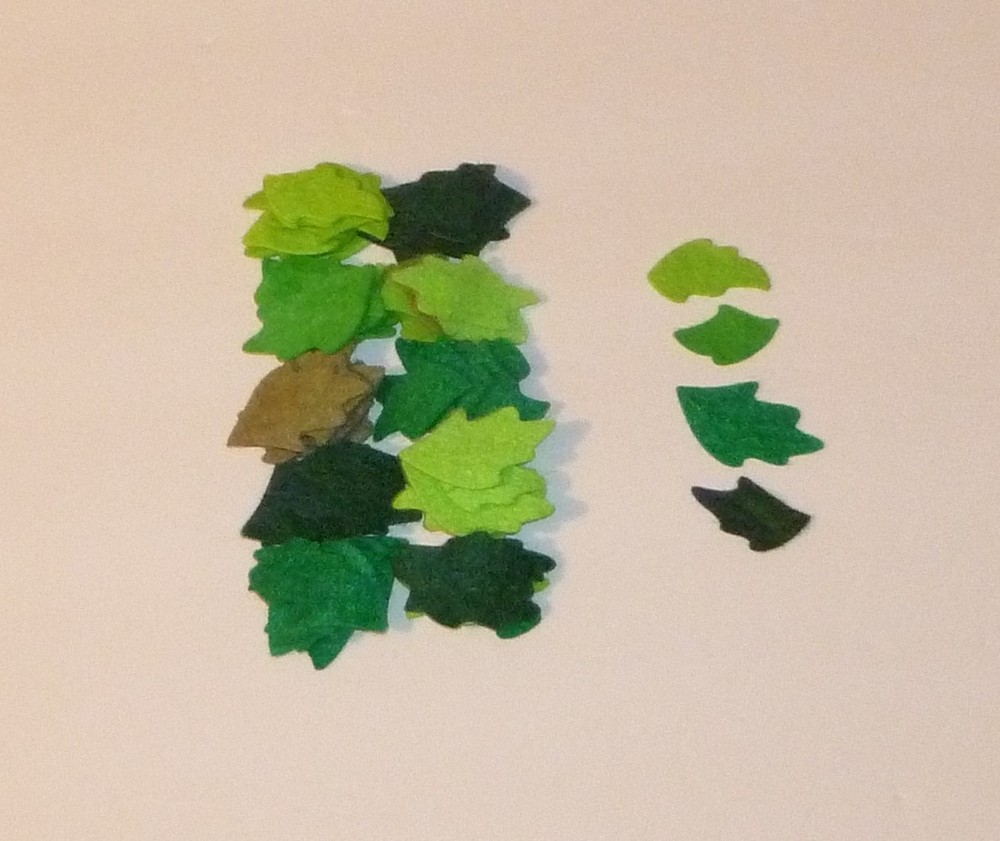 Green miniature leaves Felt Fabric die cut leaf 100