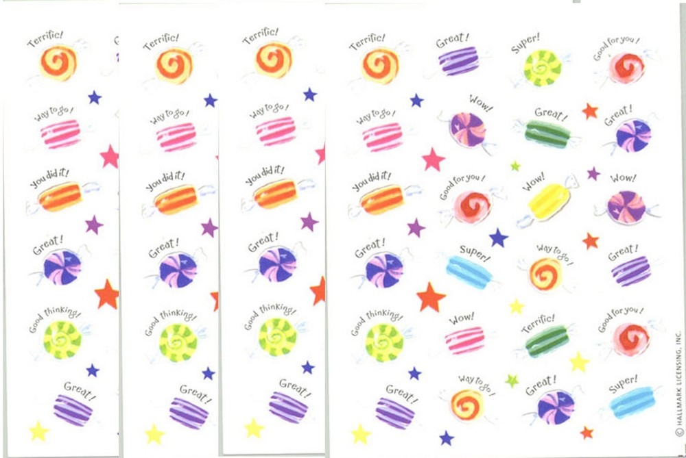 CANDY Sweets Reward 4 sheets HALLMARK Scrapbook Stickers!