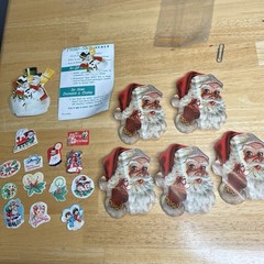 VTG Christmas Seals Presto Stick Self Adhesive Lot Santa Die Cut Set Read