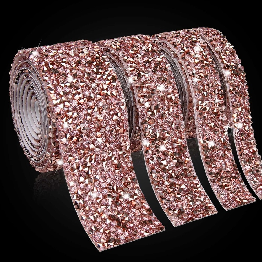 4 Widths Rose Gold 2mm Rhinestone Crystal Diamond DIY Decor Strip Sticker Decal