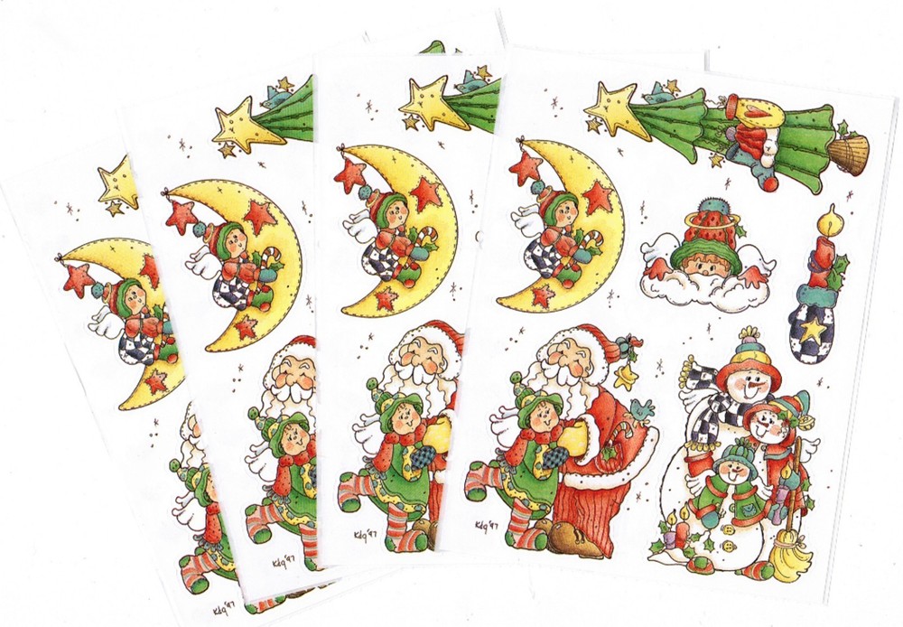4 Sheets PROVO Craft Christmas XMAS Santa Angel Moon Snowman Scrapbook Stickers