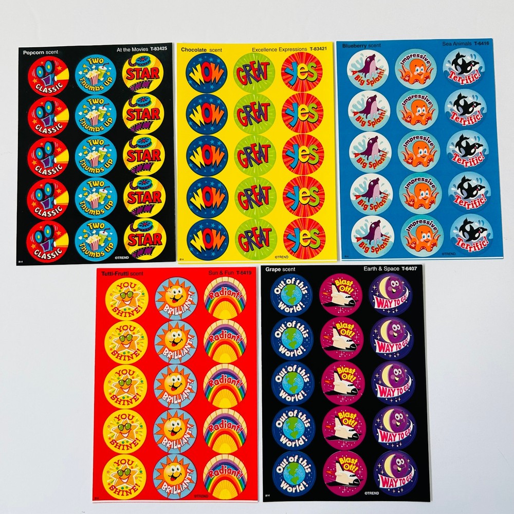 TREND Scratch n Sniff Scented Sticker LOT Blueberry Popcorn Grape Chocolate NEW