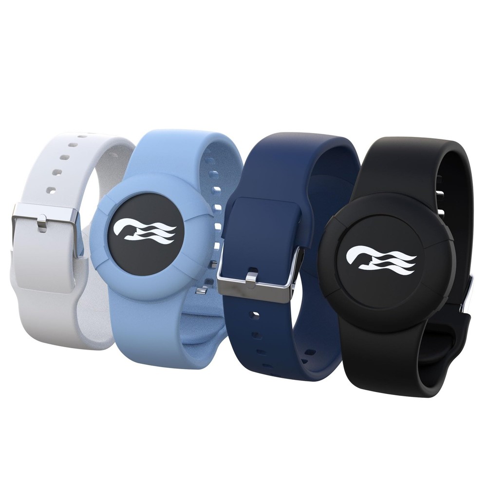 4~Pack Princess Cruise Medallion Wristbands 2 Sizes Black/Blue & White/Sky Blue