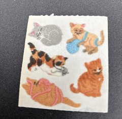 2 Vintage Sandylion Fuzzy Cats Stickers Kittens Yarn 2”x2” Mods