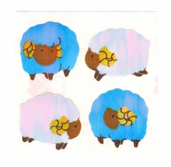 Vintage 80’s Great Seven 7 PEARLY Pink n Blue Sheep Rams Sticker Mod