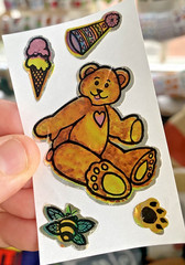 Vintage 80s Sticker Lot: Restored Damaged Teddy Bear Birthday Foil Mylar READ