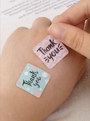 500 pcs Sticker Seals Roll Cute Square Pastel Thank You Semi Gloss Self Adhesive