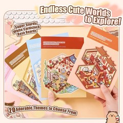 20 Sets 3D Sticker Scene, Miniature House Book for Sticker Therapy, Cute Cartoon