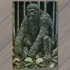 STICKER Bigfoot Walking Moonlit Forest Skulls Trees Mythical Creature Strange
