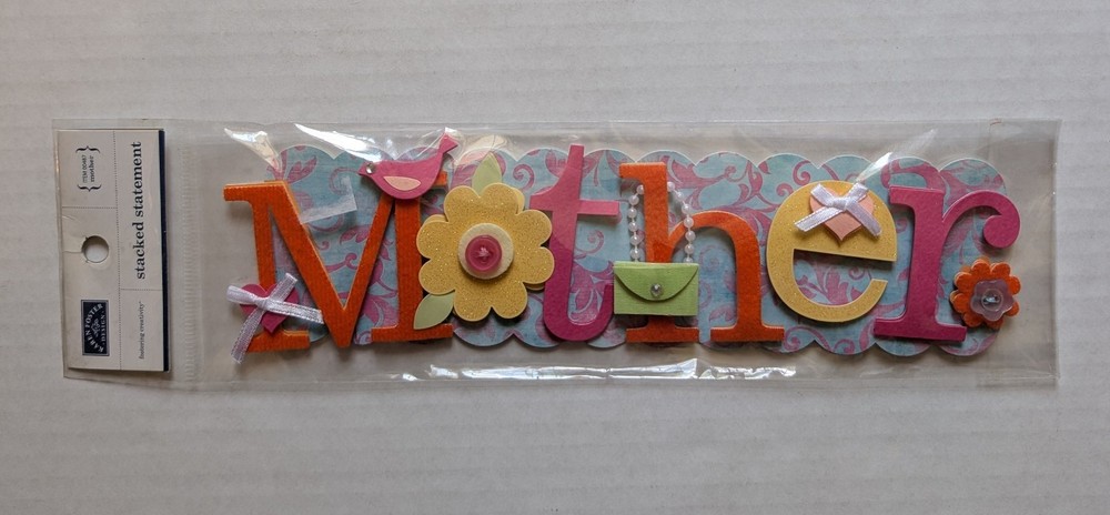 Mother Karen Foster Stacked Statement Scrapbooking Title Sticker RARE