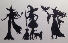 Witches 3 Designs 6 Pcs Black Die Cut Embellishments 3-1/4″ x 2-1/4″