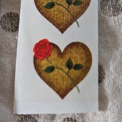 Heart & Rose Scrapbooking Stickers, Brown Red Green Heart Roses