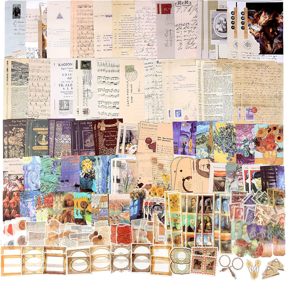 200Pcs Vintage Junk Journal Supplies,Scrapbook Supplies Scrapbooking
